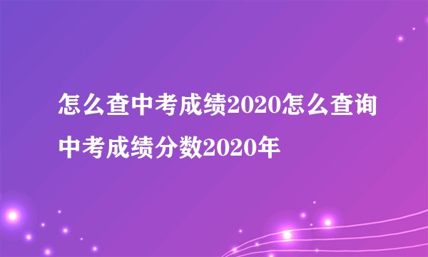 怎么查中考成绩2020怎么查询中考成绩分数2020年