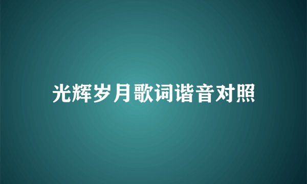 光辉岁月歌词谐音对照