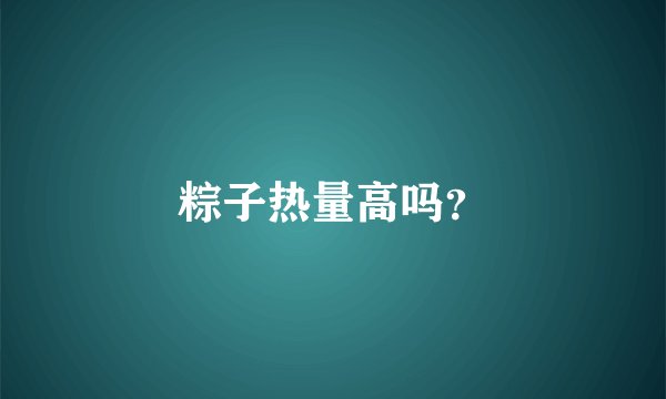 粽子热量高吗？
