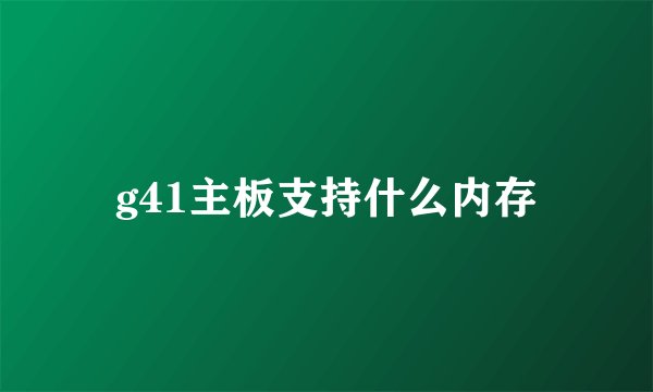 g41主板支持什么内存