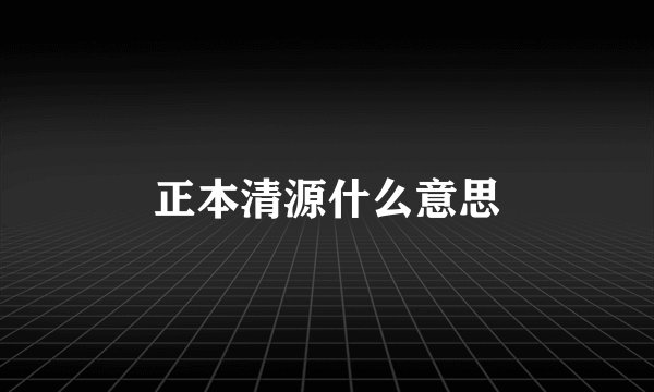 正本清源什么意思