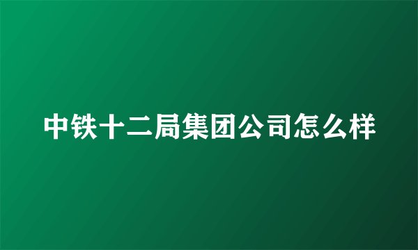 中铁十二局集团公司怎么样