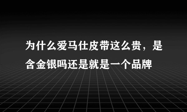 为什么爱马仕皮带这么贵，是含金银吗还是就是一个品牌