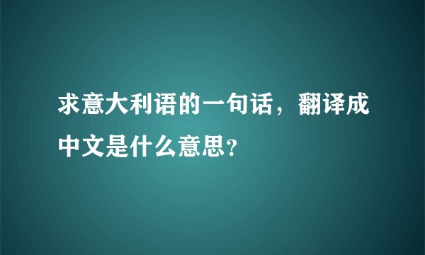 求意大利语的一句话，翻译成中文是什么意思？