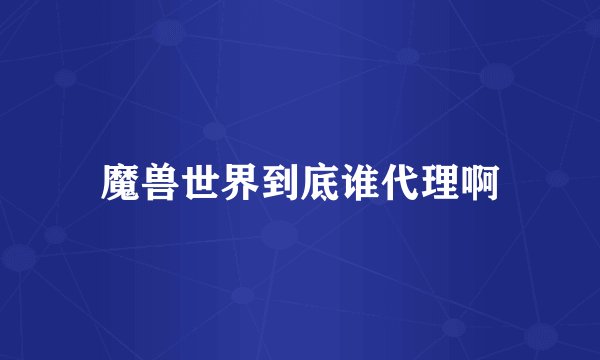 魔兽世界到底谁代理啊