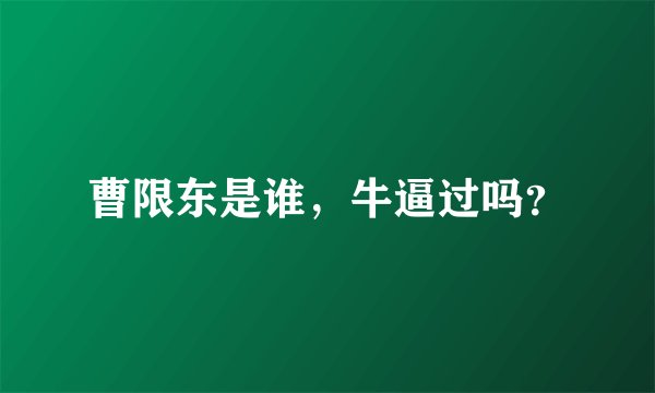 曹限东是谁，牛逼过吗？