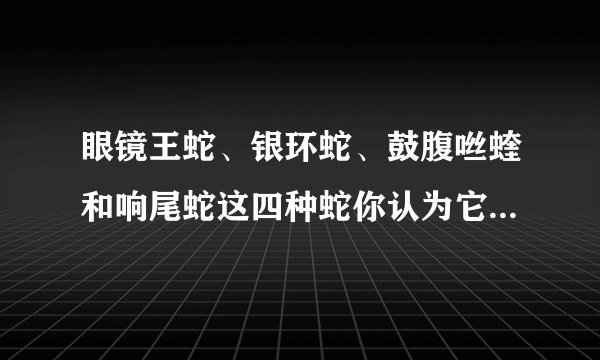 眼镜王蛇、银环蛇、鼓腹咝蝰和响尾蛇这四种蛇你认为它们的毒性从高到低是什么顺序呢？