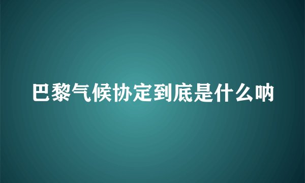 巴黎气候协定到底是什么呐