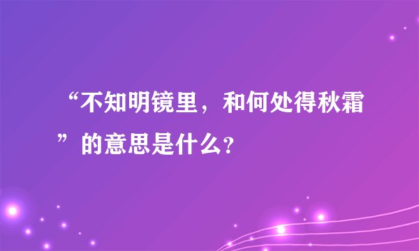 “不知明镜里，和何处得秋霜”的意思是什么？