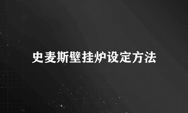 史麦斯壁挂炉设定方法