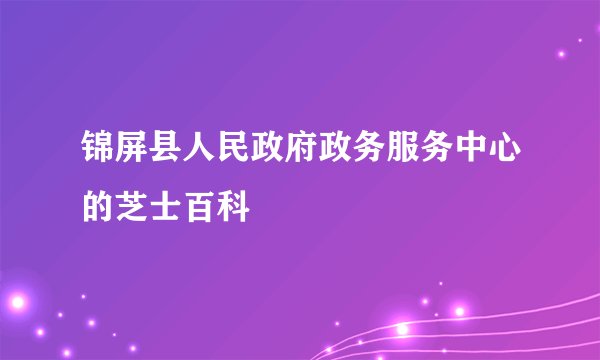 锦屏县人民政府政务服务中心的芝士百科