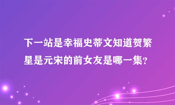 下一站是幸福史蒂文知道贺繁星是元宋的前女友是哪一集？