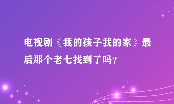 电视剧《我的孩子我的家》最后那个老七找到了吗？