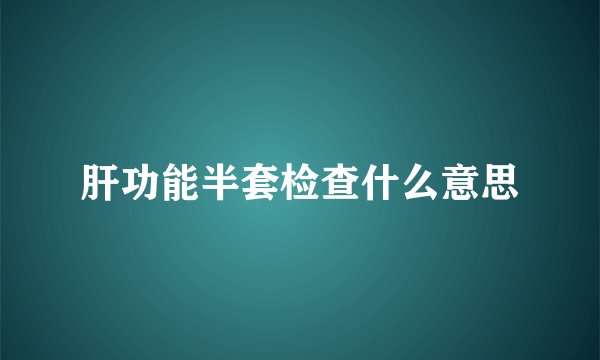 肝功能半套检查什么意思