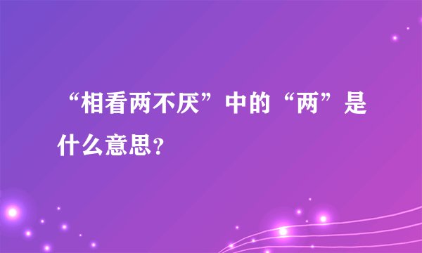 “相看两不厌”中的“两”是什么意思？