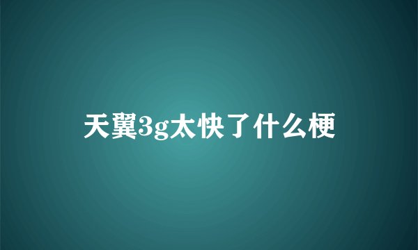天翼3g太快了什么梗