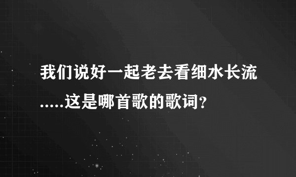 我们说好一起老去看细水长流.....这是哪首歌的歌词？