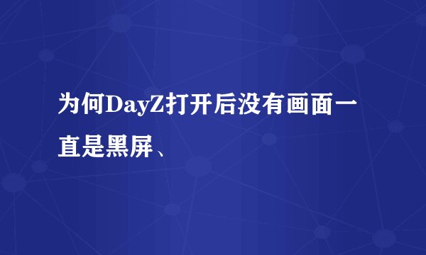 为何DayZ打开后没有画面一直是黑屏、