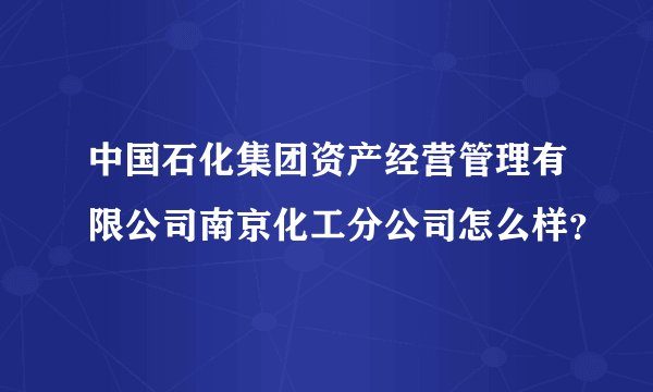 中国石化集团资产经营管理有限公司南京化工分公司怎么样？