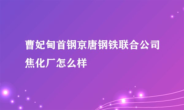 曹妃甸首钢京唐钢铁联合公司焦化厂怎么样