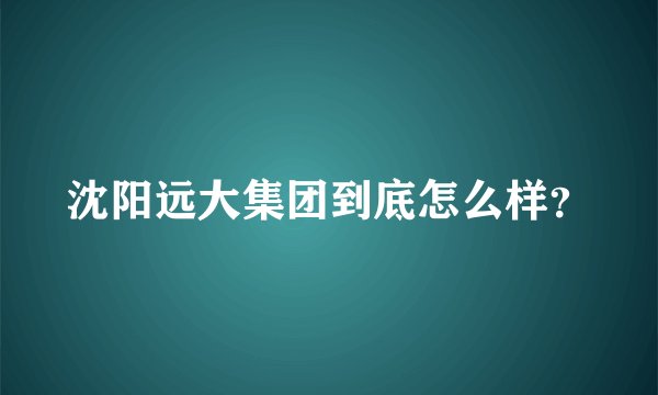 沈阳远大集团到底怎么样？