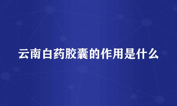云南白药胶囊的作用是什么