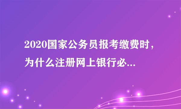2020国家公务员报考缴费时，为什么注册网上银行必须申请“电子银行口令卡”或“U盾”