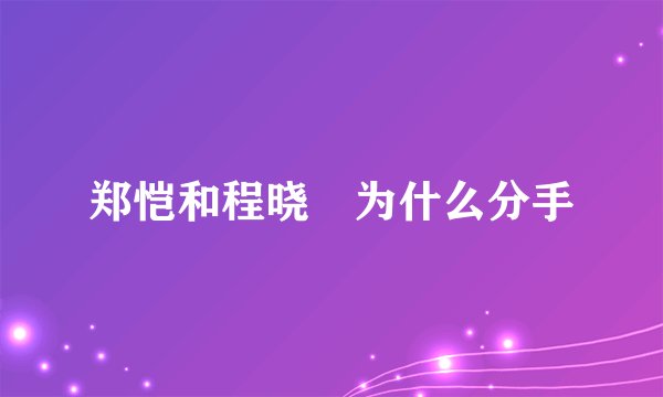 郑恺和程晓玥为什么分手