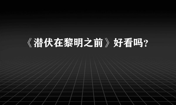 《潜伏在黎明之前》好看吗？