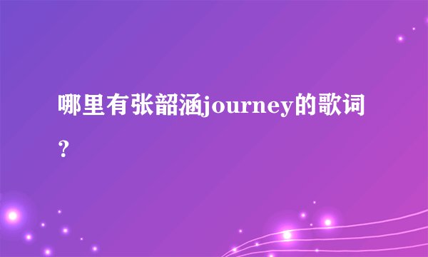 哪里有张韶涵journey的歌词？