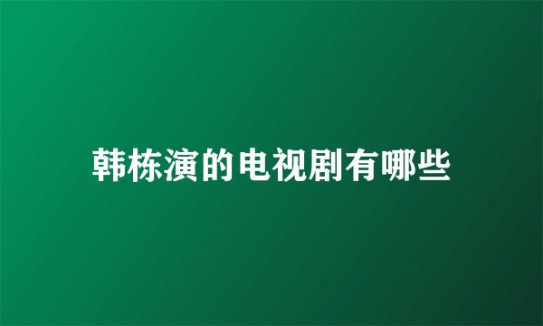 韩栋演的电视剧有哪些