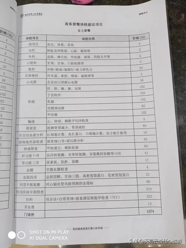 女性全身体检一般要多少钱？