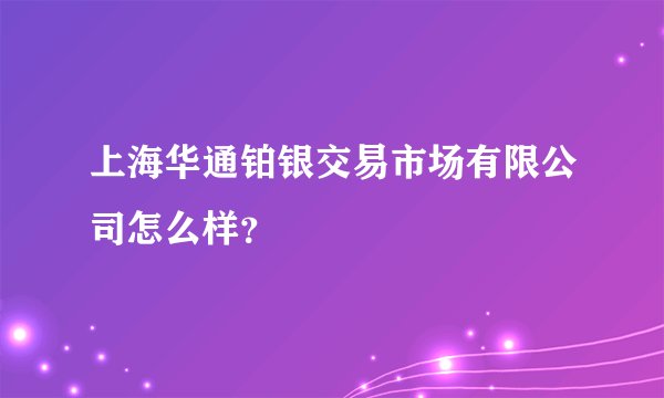 上海华通铂银交易市场有限公司怎么样？