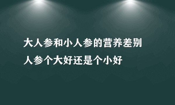大人参和小人参的营养差别 人参个大好还是个小好