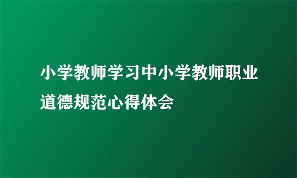 小学教师学习中小学教师职业道德规范心得体会