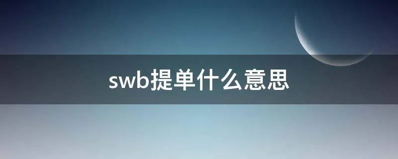 swb提单什么意思