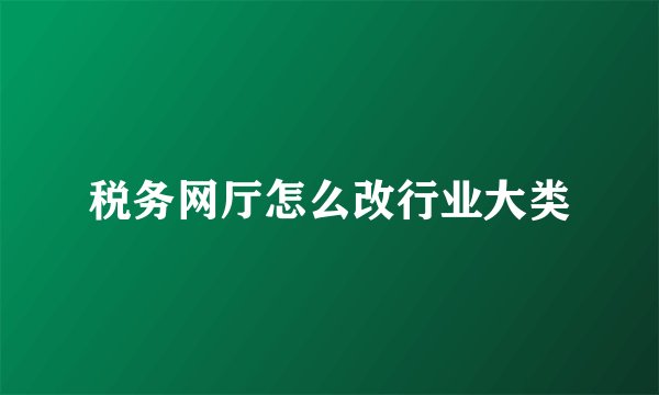 税务网厅怎么改行业大类