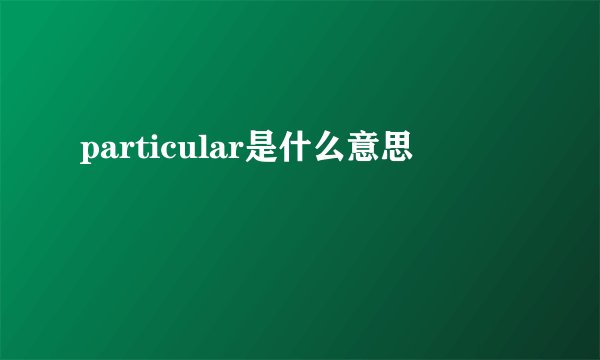 particular是什么意思