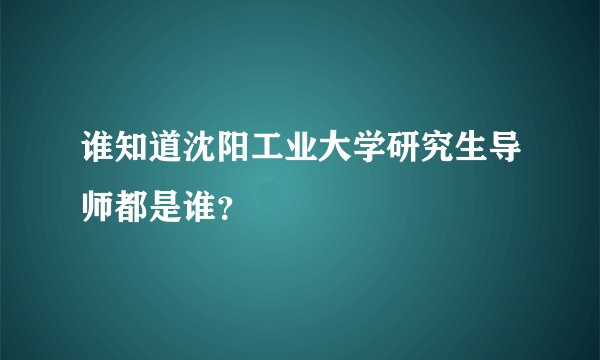 谁知道沈阳工业大学研究生导师都是谁？