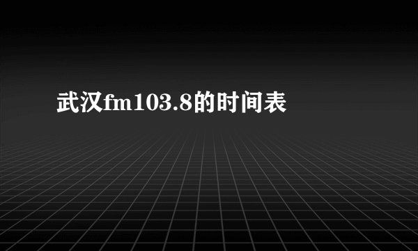 武汉fm103.8的时间表