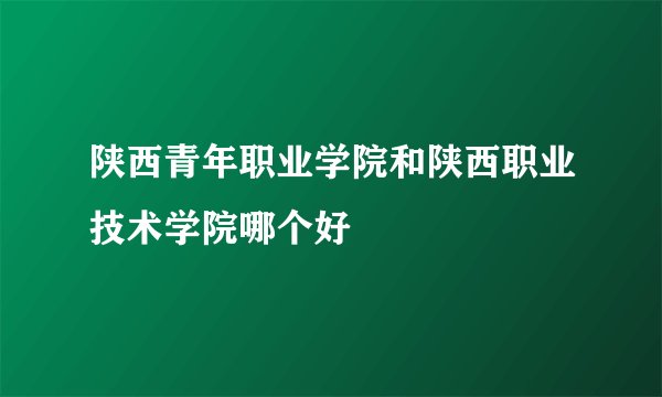 陕西青年职业学院和陕西职业技术学院哪个好