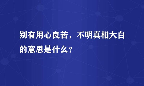 别有用心良苦，不明真相大白的意思是什么？