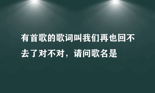 有首歌的歌词叫我们再也回不去了对不对，请问歌名是