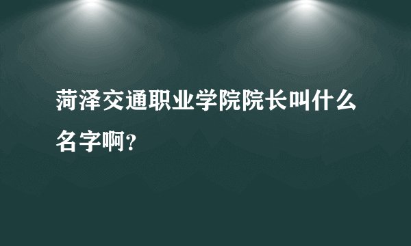 菏泽交通职业学院院长叫什么名字啊？