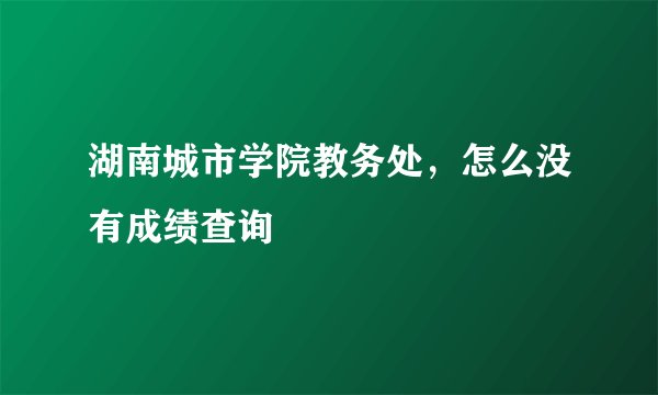 湖南城市学院教务处，怎么没有成绩查询