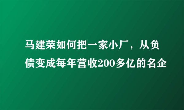 马建荣如何把一家小厂，从负债变成每年营收200多亿的名企