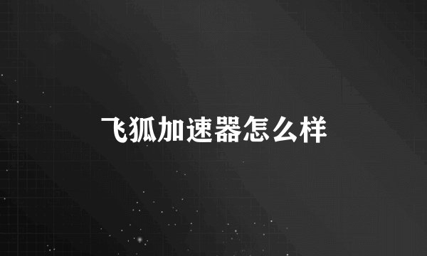 飞狐加速器怎么样
