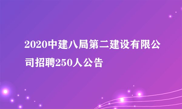 2020中建八局第二建设有限公司招聘250人公告