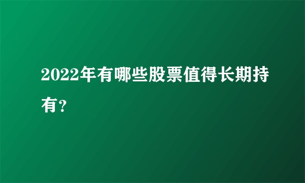 2022年有哪些股票值得长期持有？