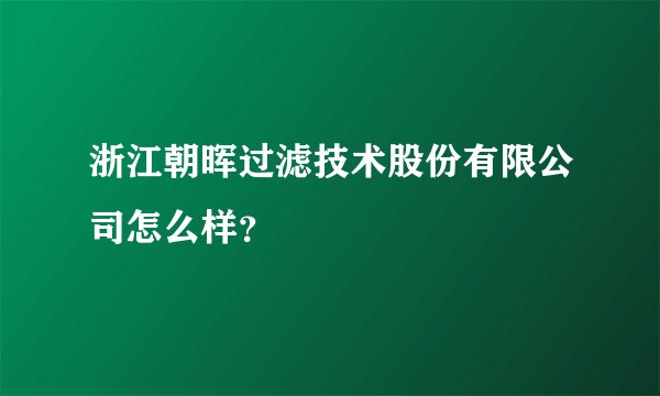浙江朝晖过滤技术股份有限公司怎么样？